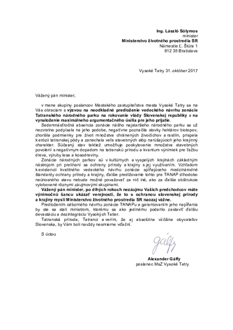 Otvorený list Zonácia TANAPu