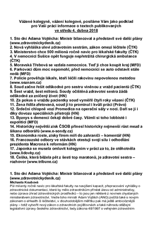 zprávy ze zdravotnictví
