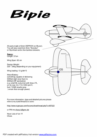 RC airplane plan Bipie