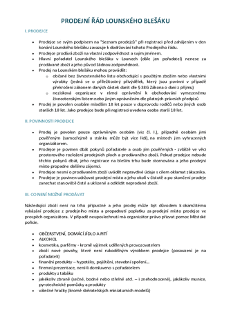 Prodejní řád Lounského blešáku