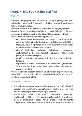 Prodejní řád Lounského blešáku