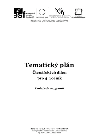 Čtenářské dílny - tématický plán
