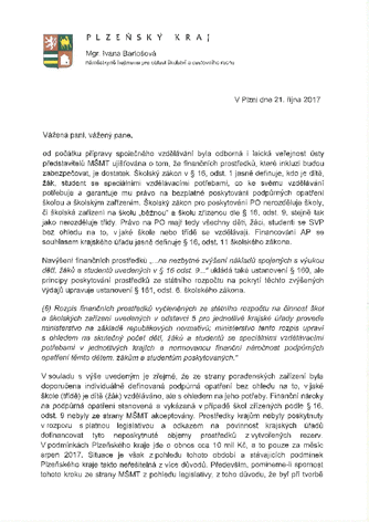 2017 otevřený dopis  21.10. 2017 Plzen KU